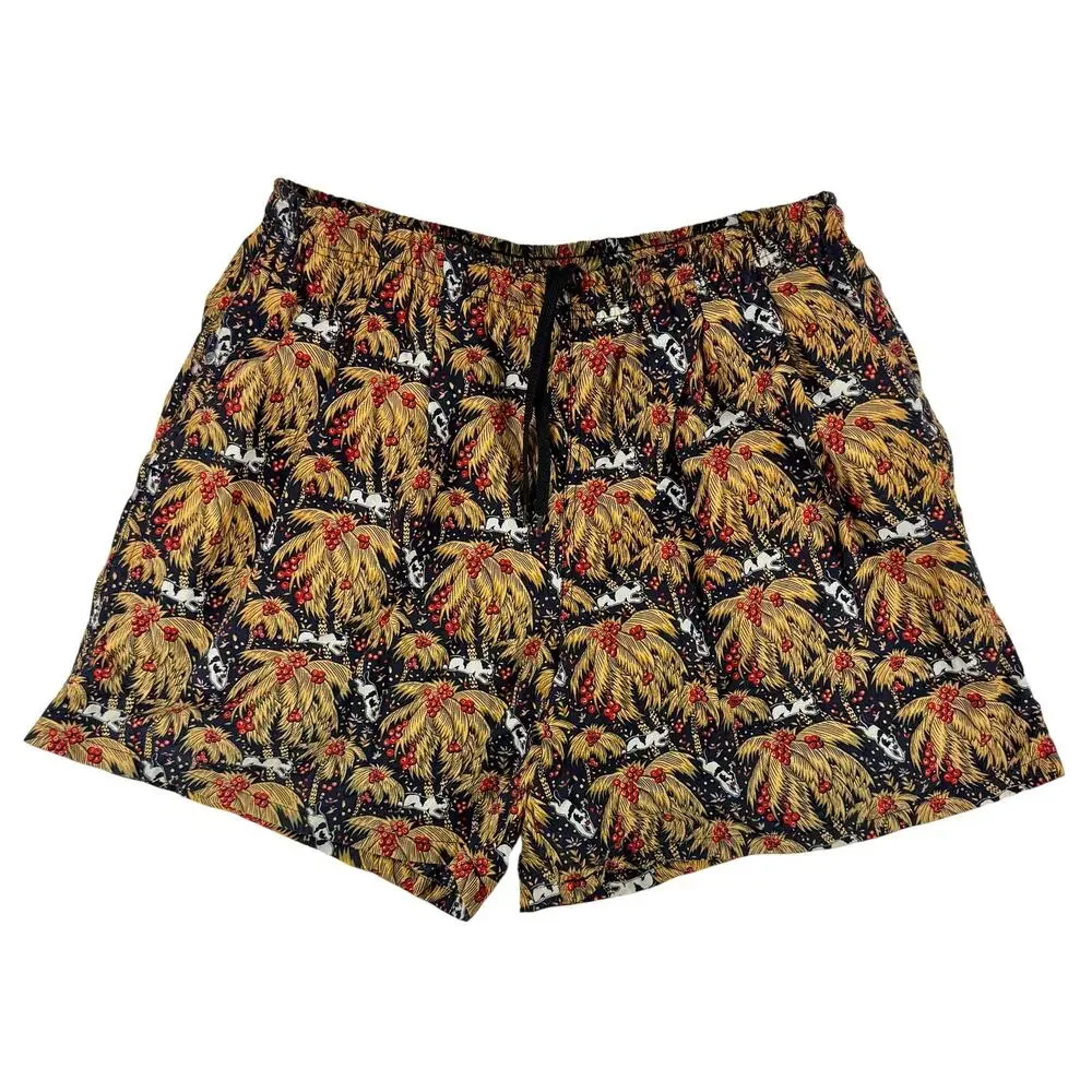 Vintage 90s Big Dogs Men's Large Tropical Palm Tree and Dogs Design Swim Trunks